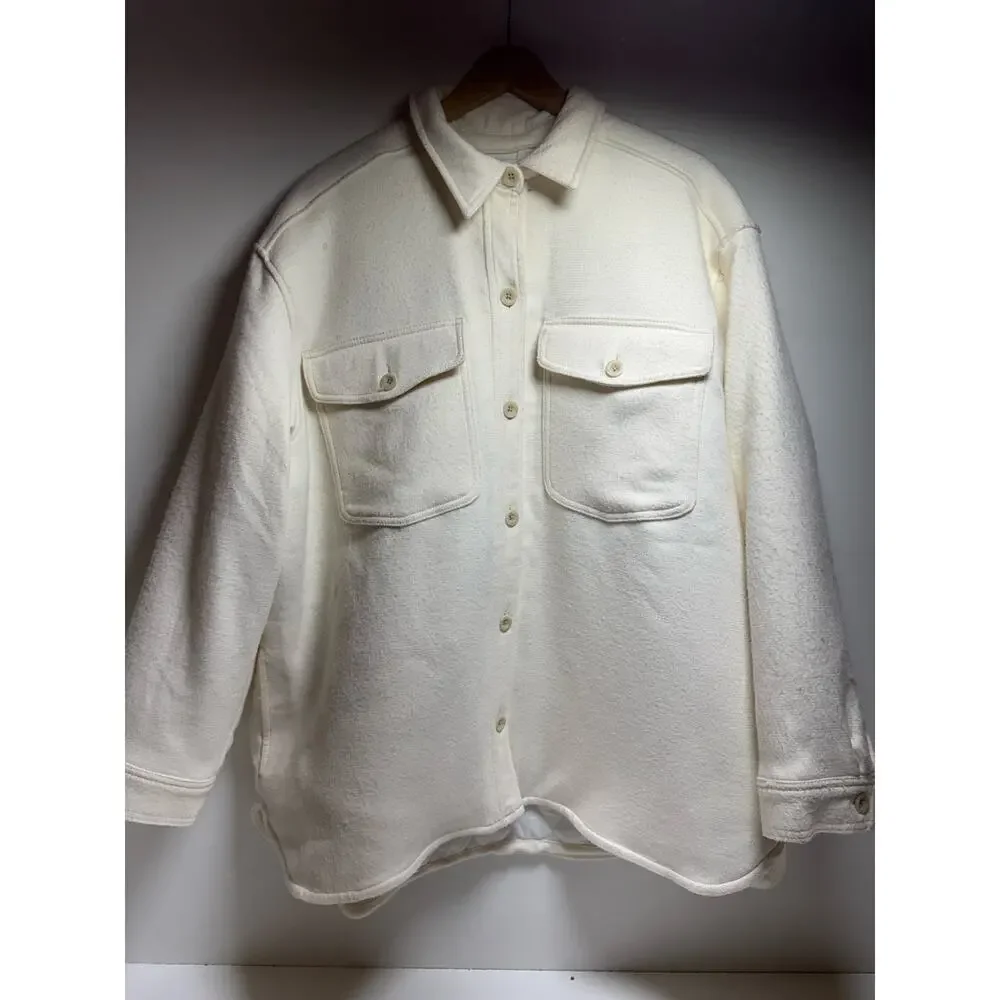 Eddie Bauer Women’s Peninsula Shacket Shirt Jacket Ivory Cream 2XL Minimalist